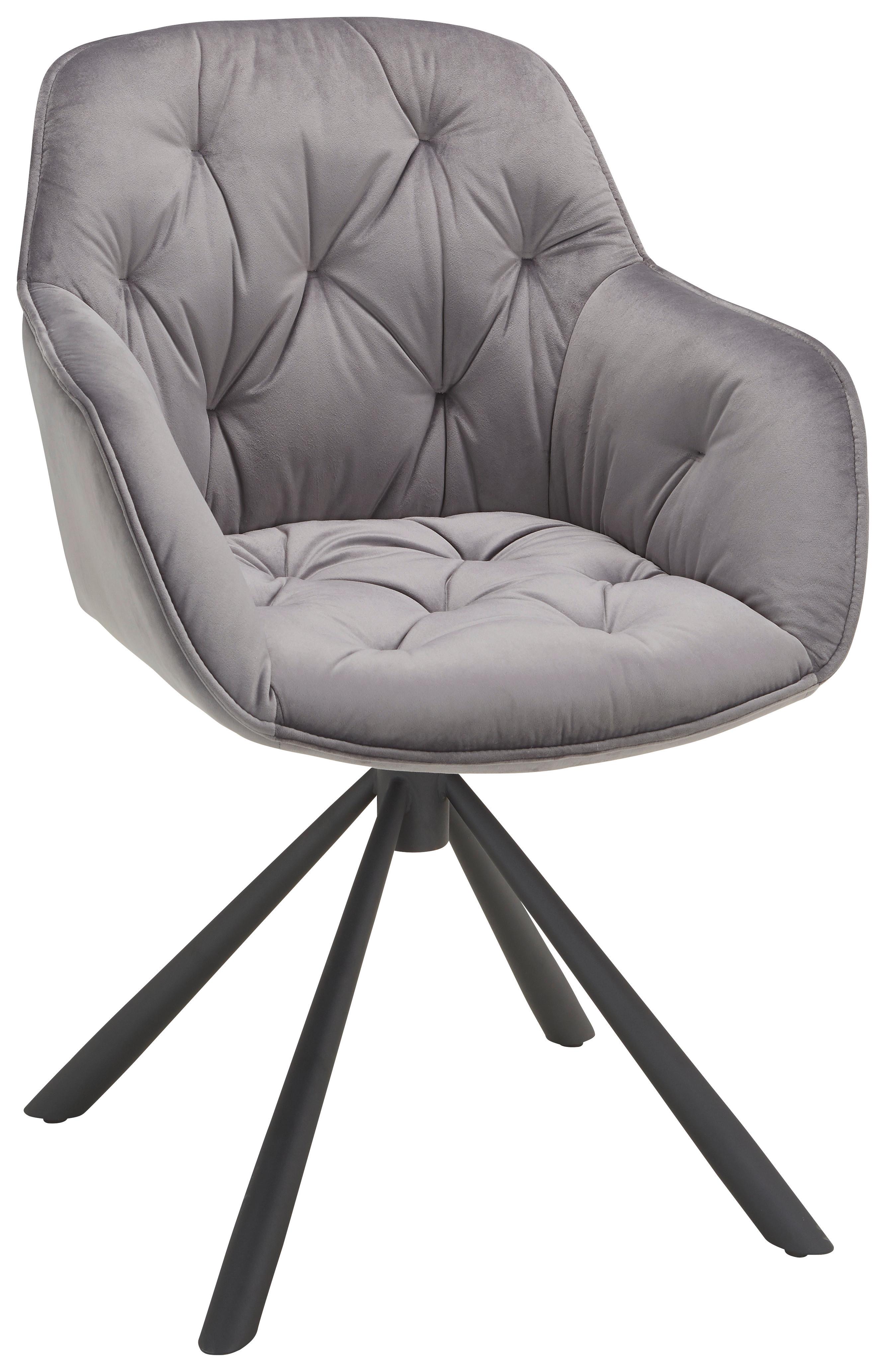 Židle EILEEN šedá - šedá/černá, Lifestyle, kov/textil (68/86/64cm) - Premium Living
