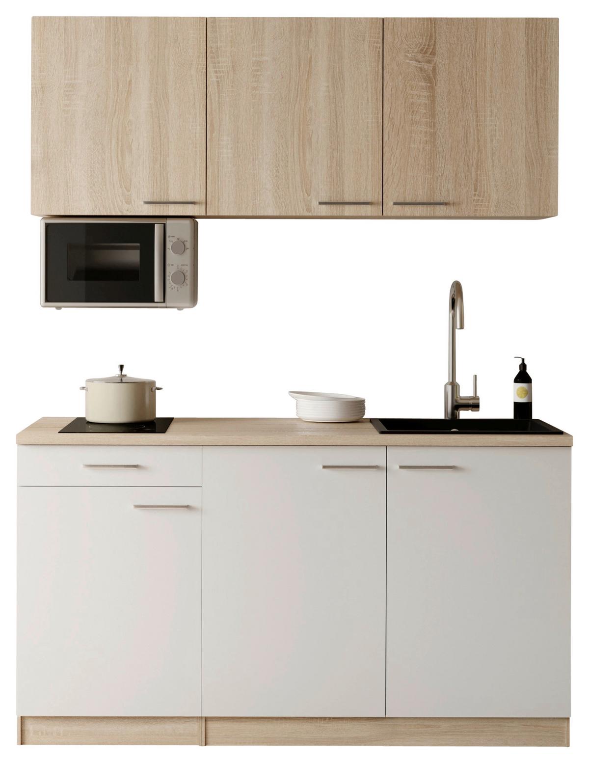 MINIKÜCHE Ingrid, Weiß B: 150 cm - Eichefarben/Weiß, Design, Holzwerkstoff (150cm) - Respekta