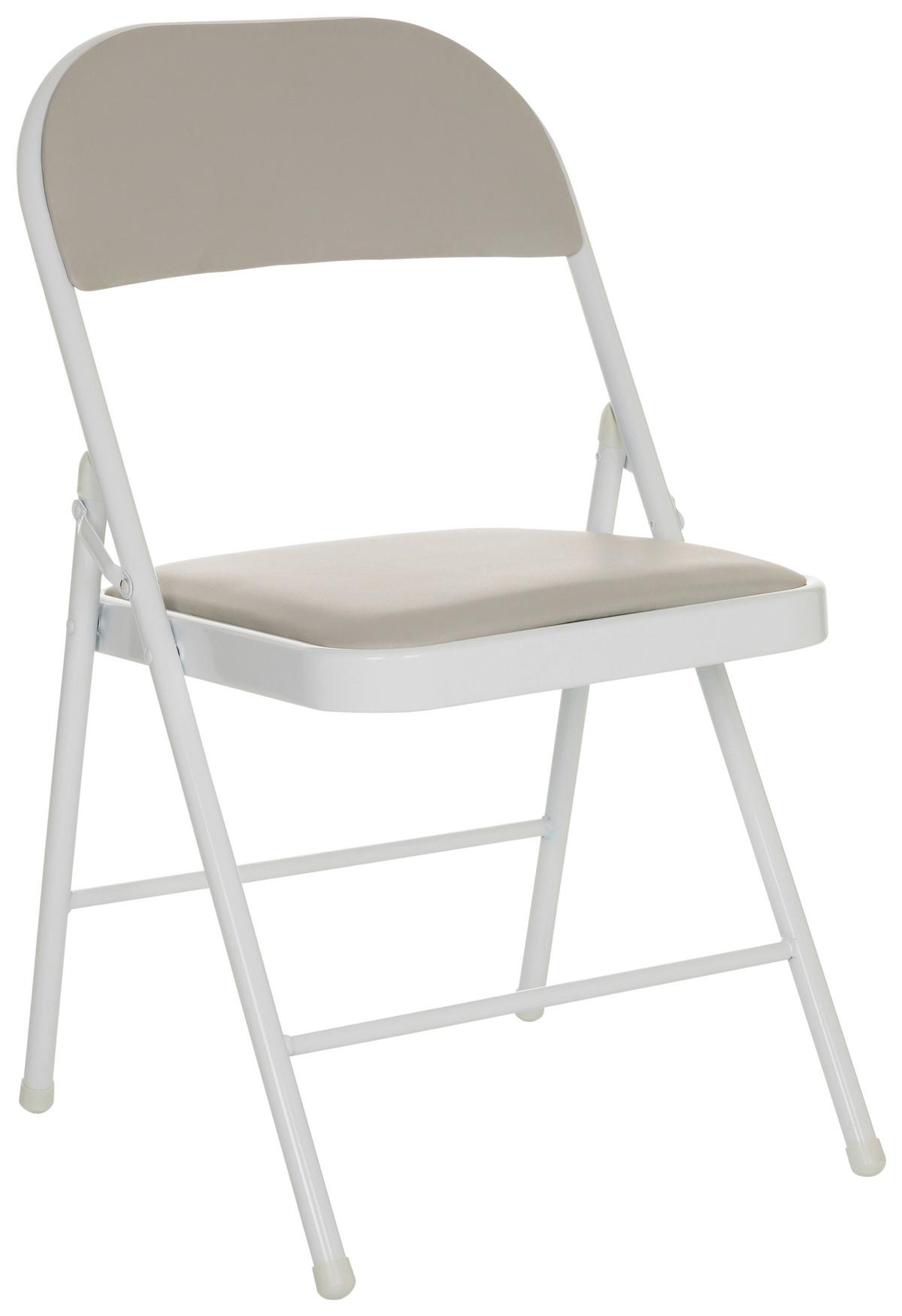 Klappstuhl Tudela W - Weiß/Grau, Basics, Leder/Metall (44/80/49cm) - MID.YOU