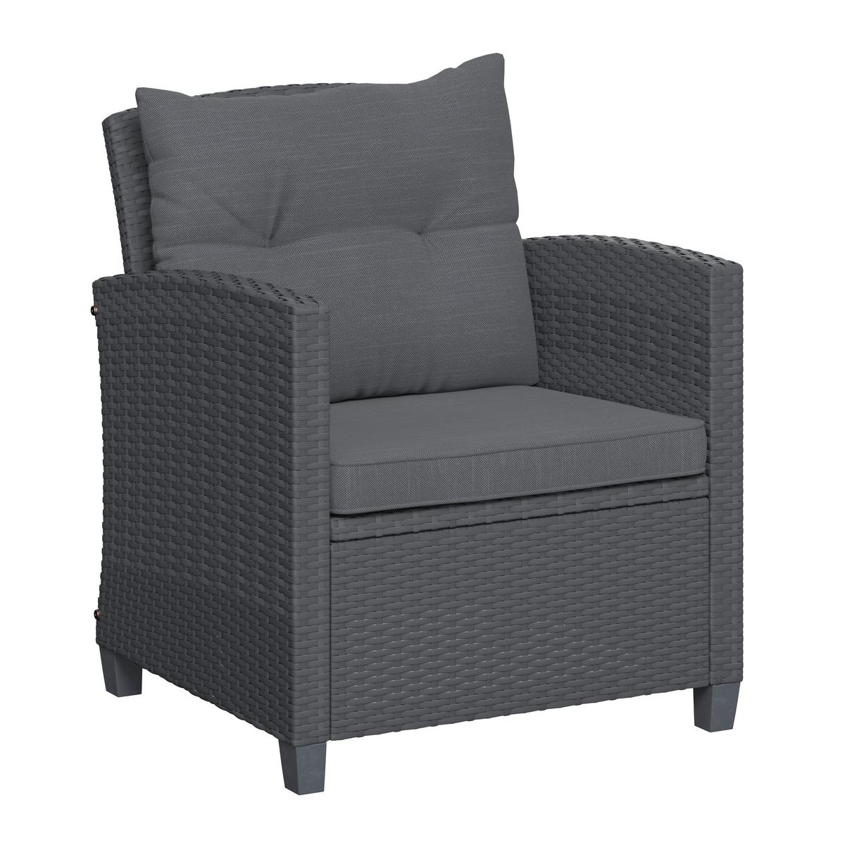 Loungegarnitur Nelson - Schwarz, MODERN, Glas/Kunststoff - Beldano