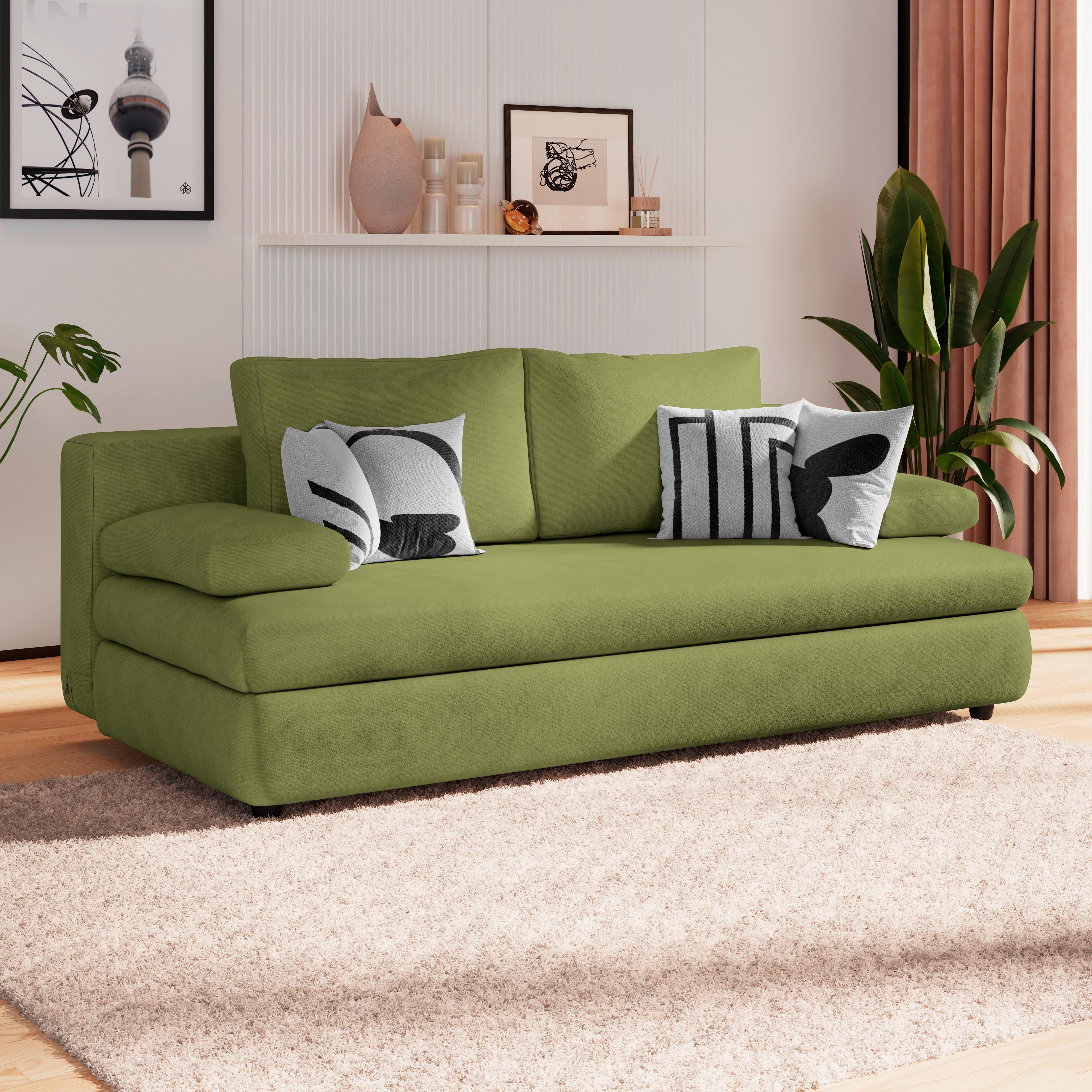 Schlafsofa Oslo Olivgrün, Lf: 200x140 cm - Olivgrün, Trend, Holz/Kunststoff (205/72/100cm)