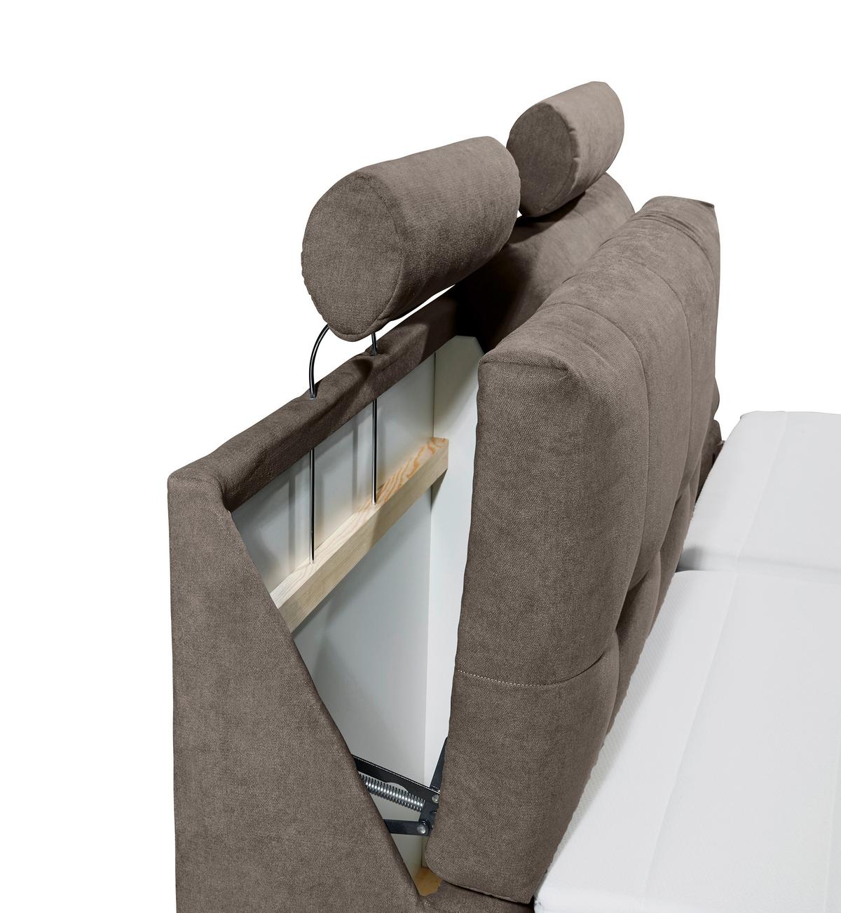 Boxspringbett mit Topper Elektrisch 180x200 cm Palermo - Silberfarben/Braun, MODERN, Holzwerkstoff/Textil (180/200cm) - MID.YOU