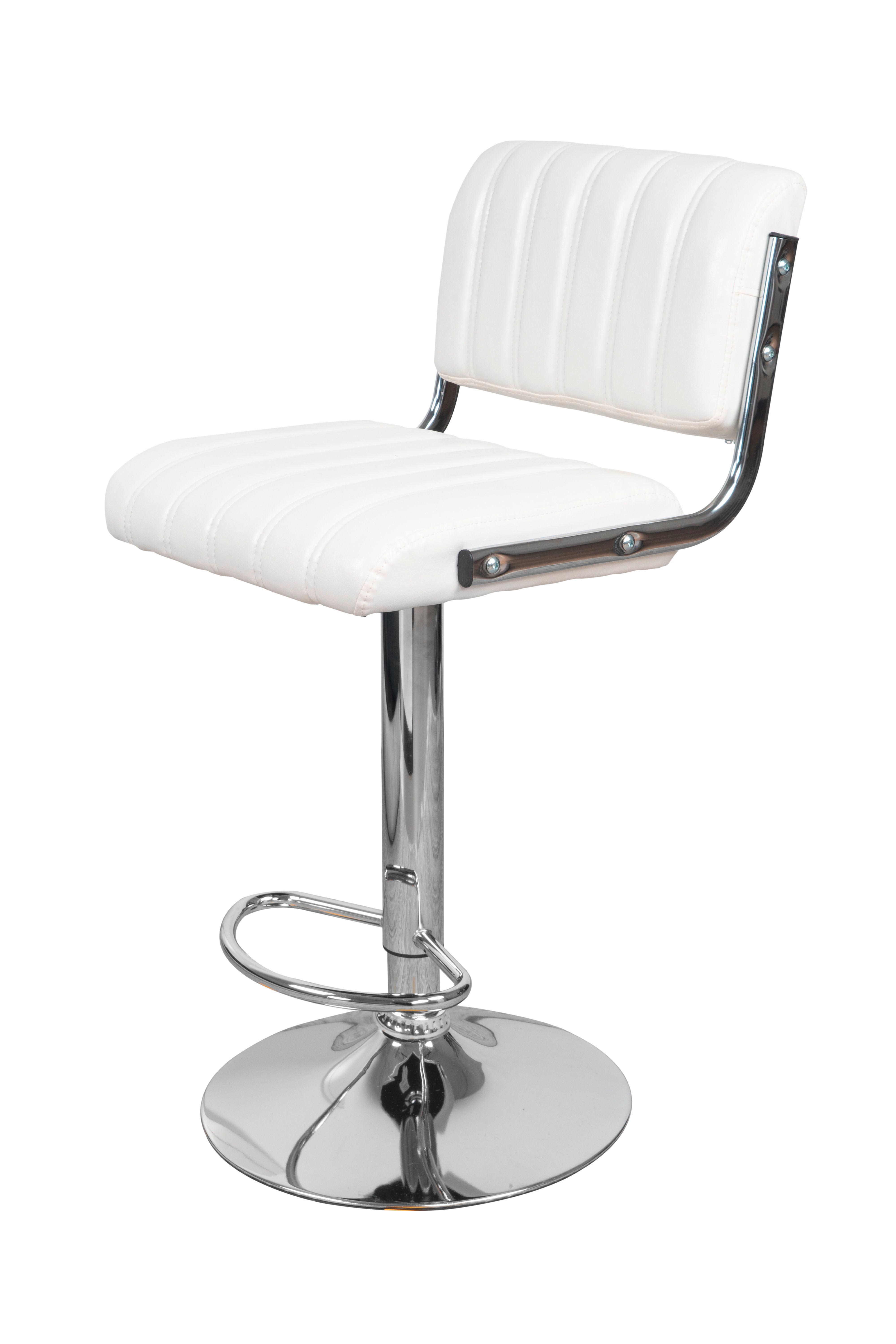 Barhocker Mit Lehne 2er-set Midnight Lederlook Weiß - Weiß, MODERN, Metall (51,5/109/43cm) - Kayoom