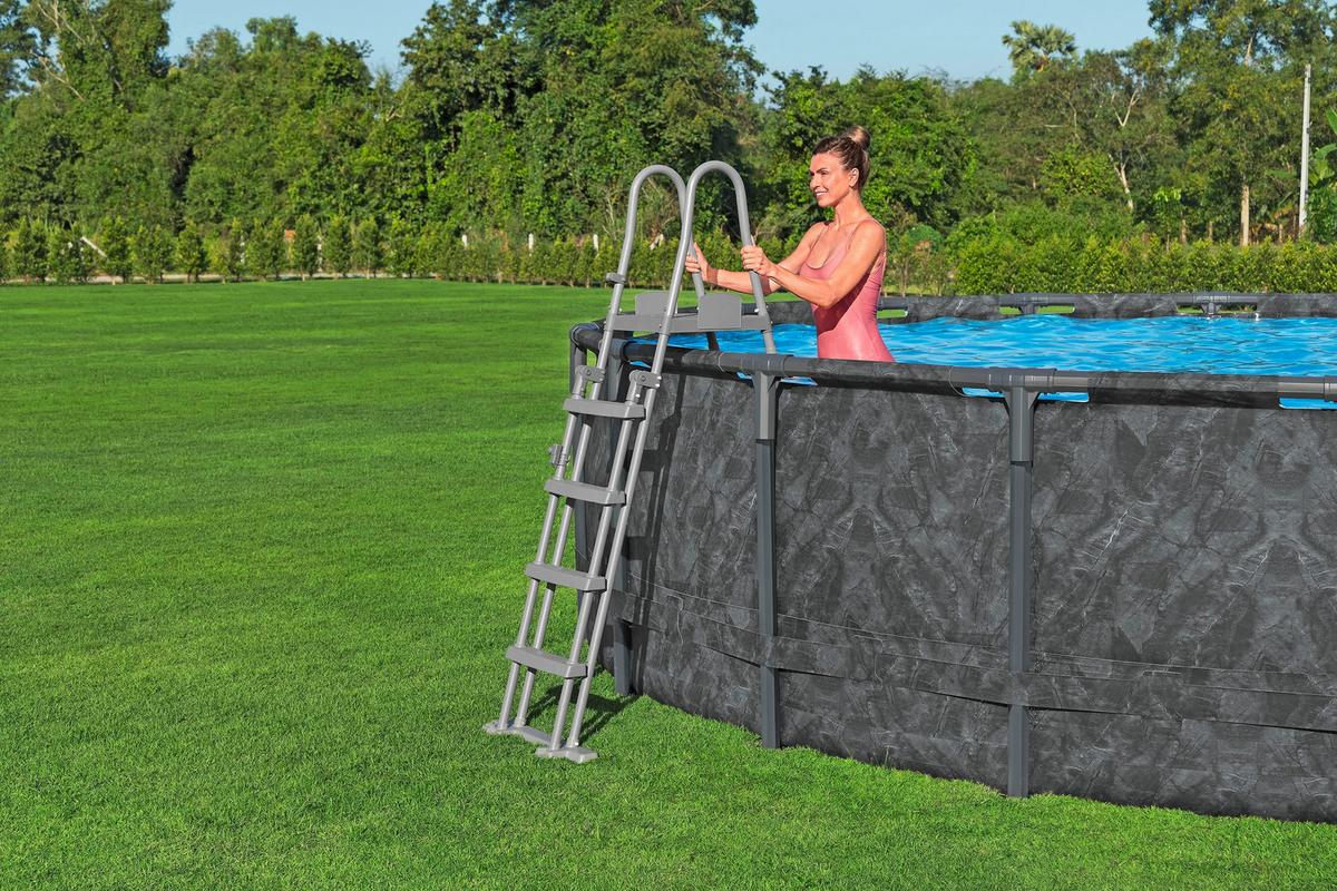 Pool Leonie - Blau/Dunkelgrau, KONVENTIONELL, Kunststoff/Metall (549/132cm) - Bestway