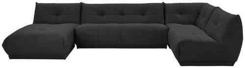 Wohnlandschaft Giselle Schwarz Lederlook - Schwarz, Trend, Textil (185/390/210cm) - Livetastic