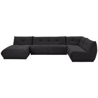 Wohnlandschaft Giselle Schwarz Lederlook - Schwarz, Trend, Textil (185/390/210cm) - Livetastic