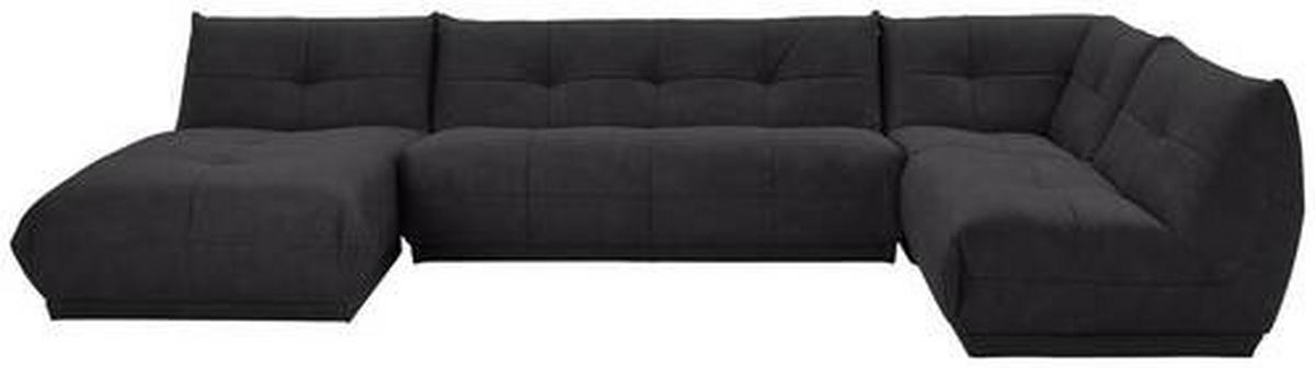 Wohnlandschaft Giselle Schwarz Lederlook - Schwarz, Trend, Textil (185/390/210cm) - Livetastic