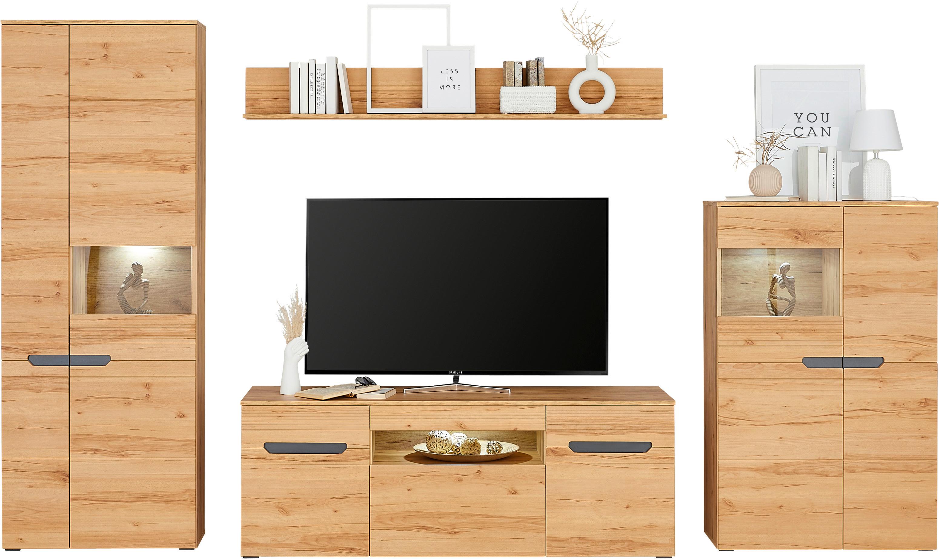Stapelprogramm Alana - Schwarz, MODERN, Glas/Holzwerkstoff (275/195,4/50cm)