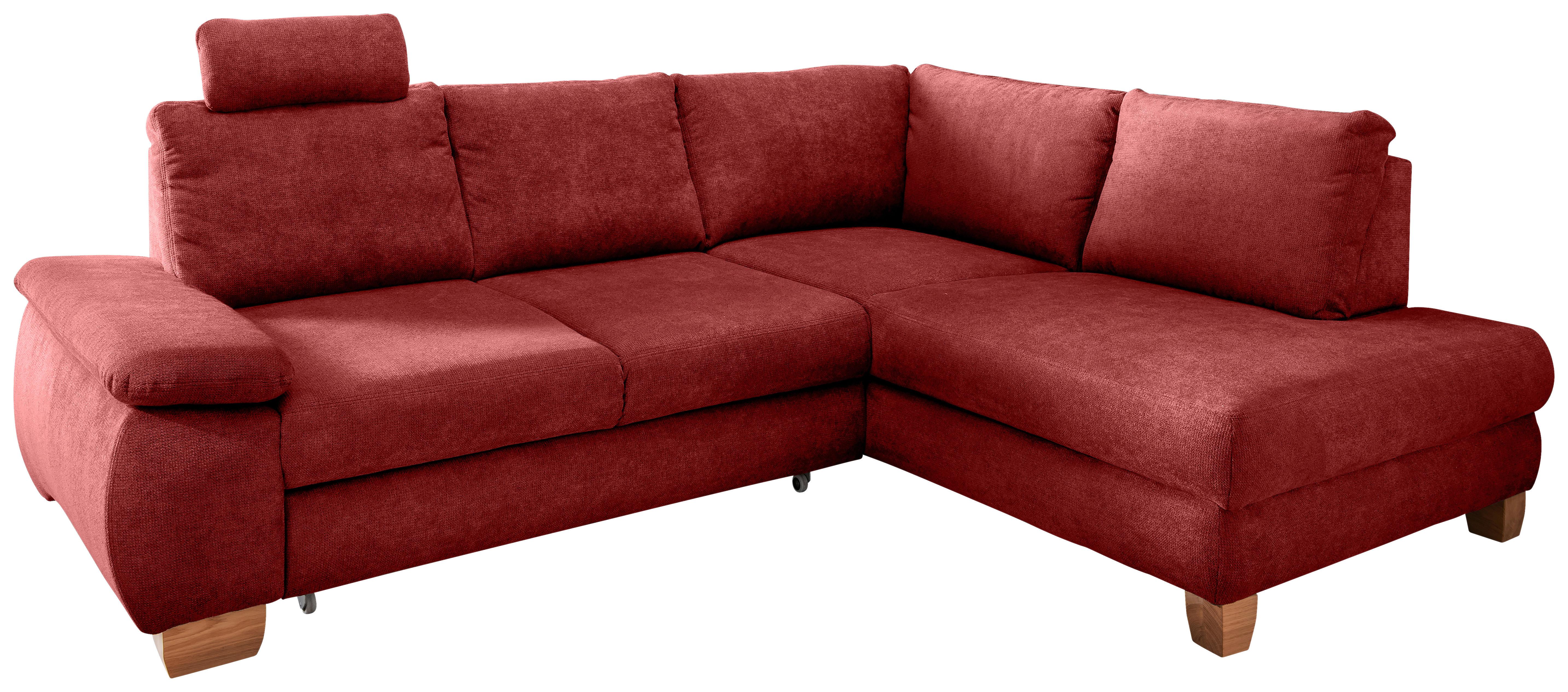 ECKSCHLAFSOFA Positano, Rot S: 261x206 cm - Wildeiche/Rot, MODERN, Textil (261/206cm) - Livetastic