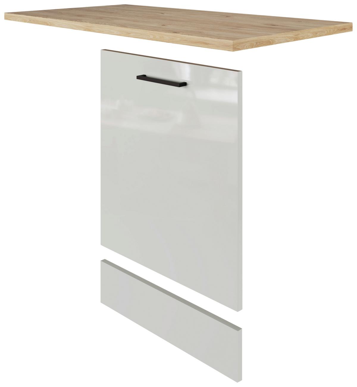 Výkryt na myčku nádobí pro plne integrovatelnou myčku - šedá/černá, Moderní, kov/kompozitní dřevo (110/60cm) - FlexWell
