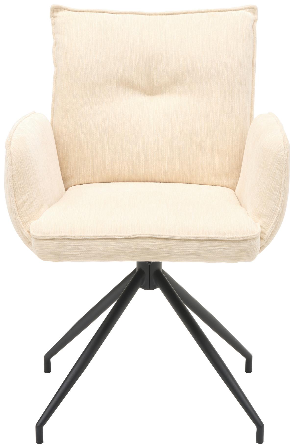 Armlehnstuhl Milena Webstoff Beige, B: 58,5cm - Beige/Schwarz, KONVENTIONELL, Textil/Metall (58,5/86/66cm) - MID.YOU