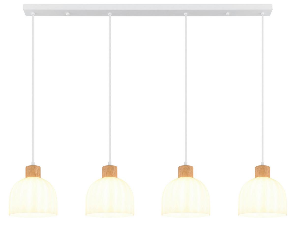 HÄNGELEUCHTE Weiß, Opal, ca. 113x20x120 cm - Opal/Braun, Design, Glas/Holz (113/20/120cm) - Globo