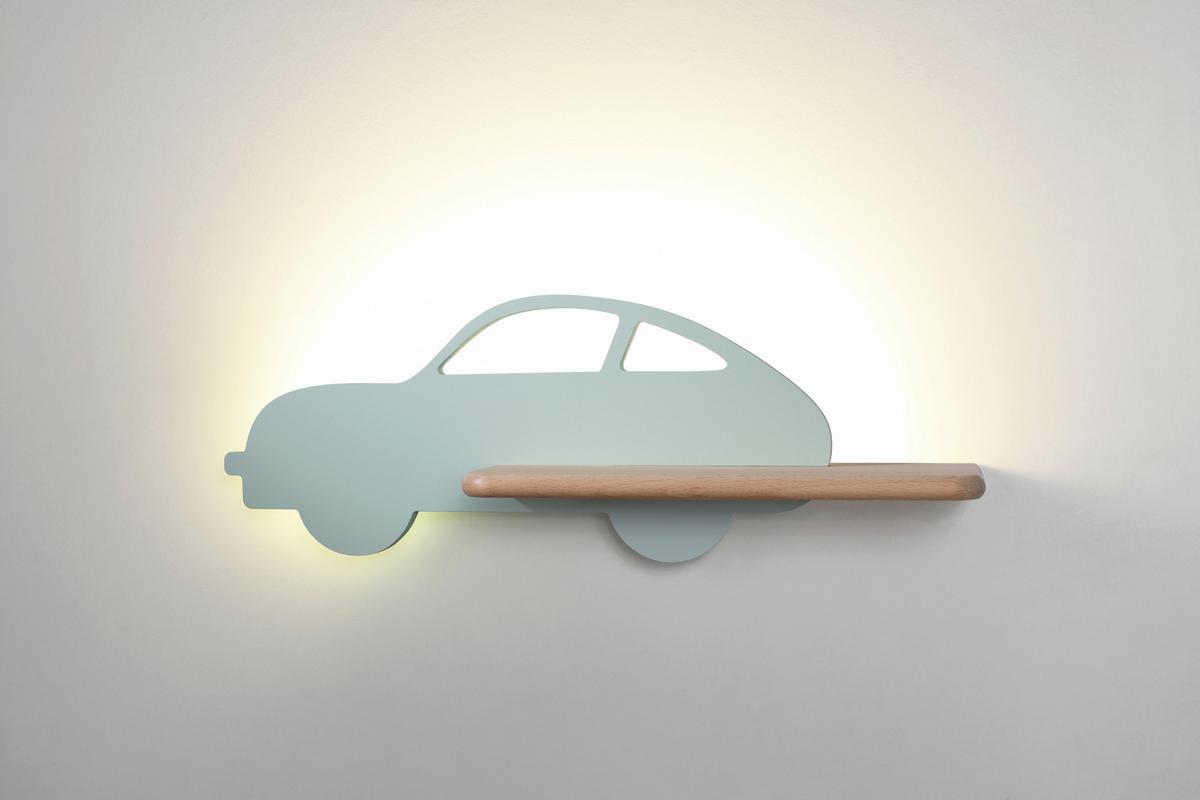 Kinderwandleuchte 21-84804 Car - Mintgrün, Basics, Holz/Holzwerkstoff (43/12/15cm)