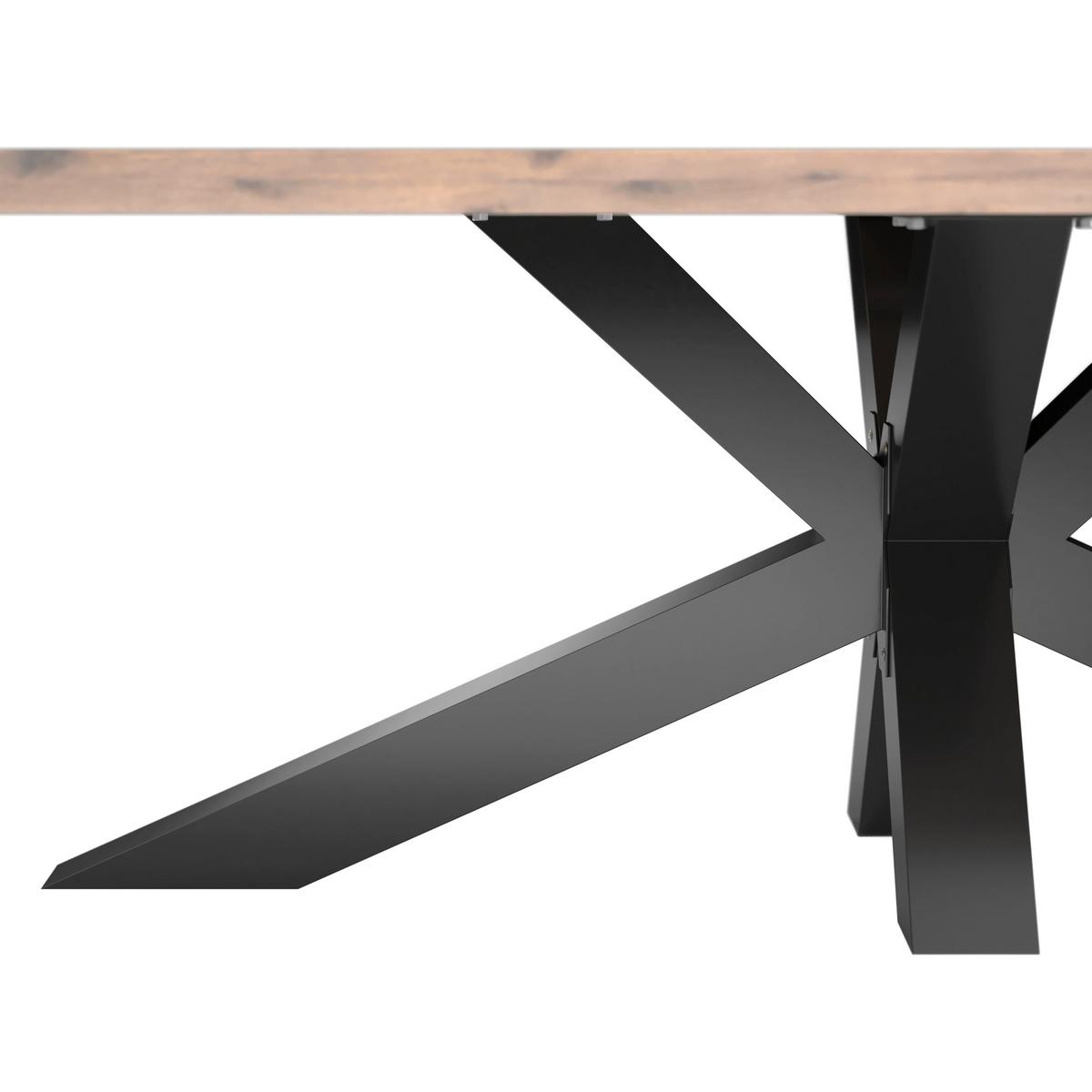 Gartentisch Stockholm Akazienholz L 200cm - Schwarz/Akaziefarben, MODERN, Holz/Metall (200/100/76cm) - Beldano