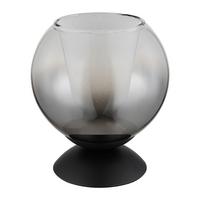 Tischleuchte Barry Grau Klar Schwarz D: 15 cm - Klar/Schwarz, Basics, Glas/Textil (15/20.5cm) - Globo