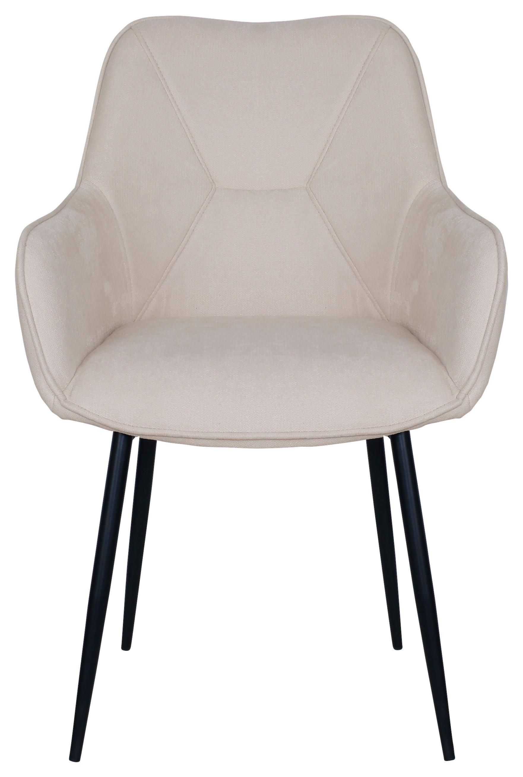 Stolička s podrúčkami béžová - čierna/béžová, Modern, kov/drevo (57/85/60cm) - Mömax