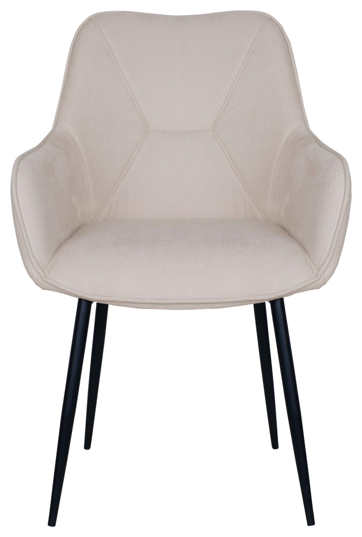 Židle s područkami béžová - černá/béžová, Moderní, kov/dřevo (57/85/60cm) - Mömax