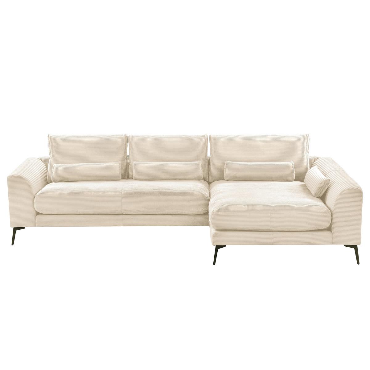 Ecksofa Berlin Cord Creme 313x172 cm - Creme/Schwarz, Design, Textil (313/172cm) - P & B