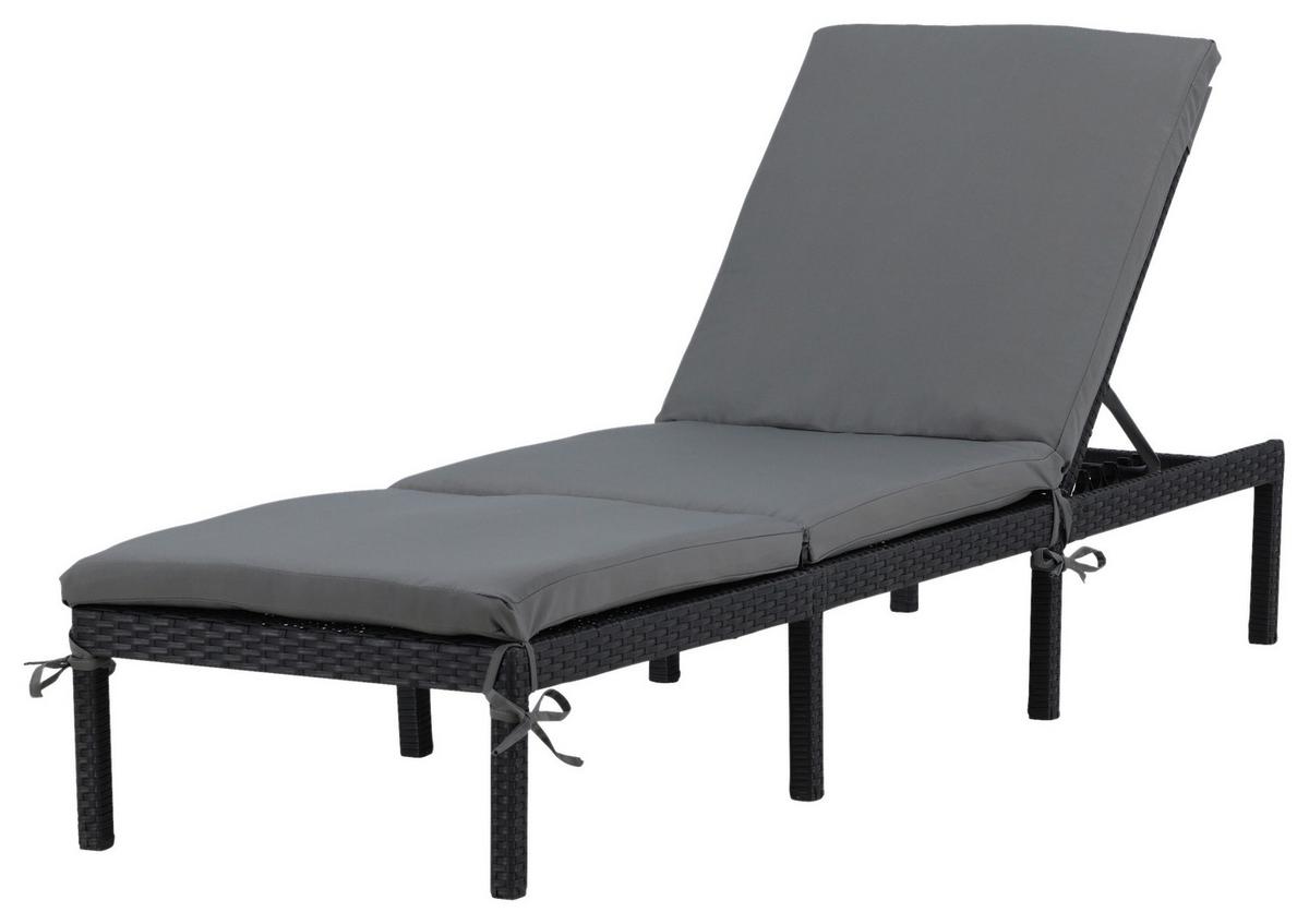 Sonnenliege Bilbao Kunststoffgeflecht - Schwarz, KONVENTIONELL, Kunststoff (59/84/198cm) - Gardenson