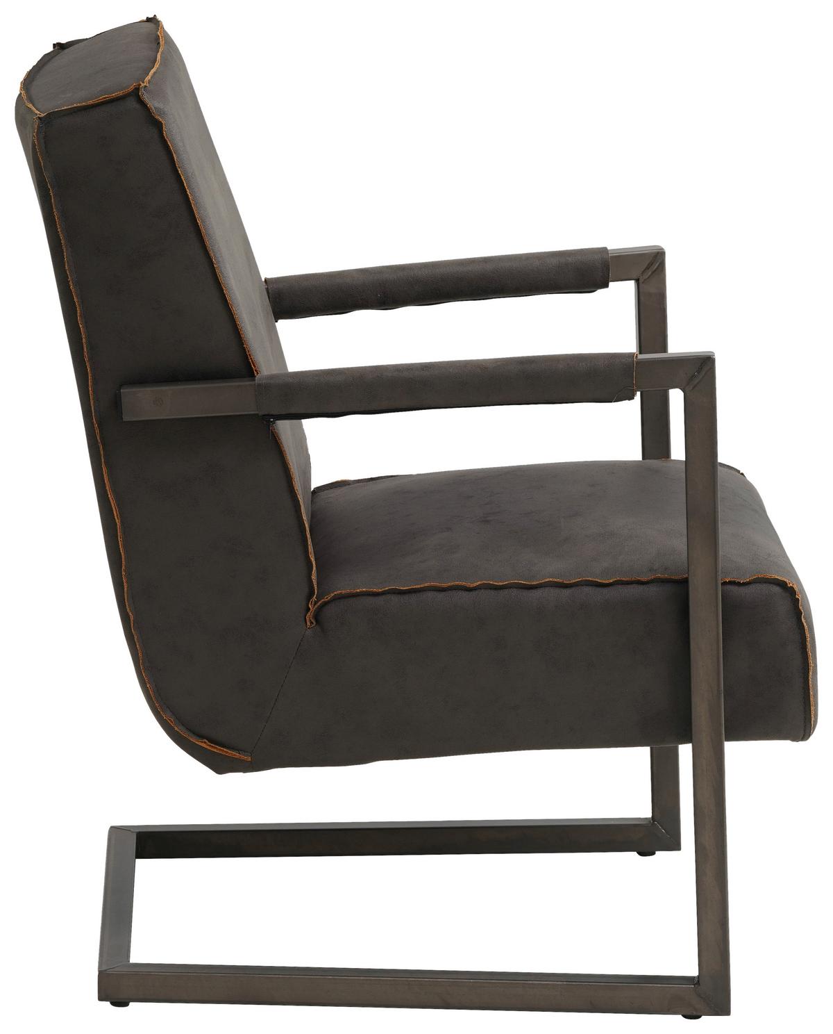 Sessel Tyler - Dunkelgrau/Anthrazit, KONVENTIONELL, Textil/Metall (62/84/70cm) - MID.YOU