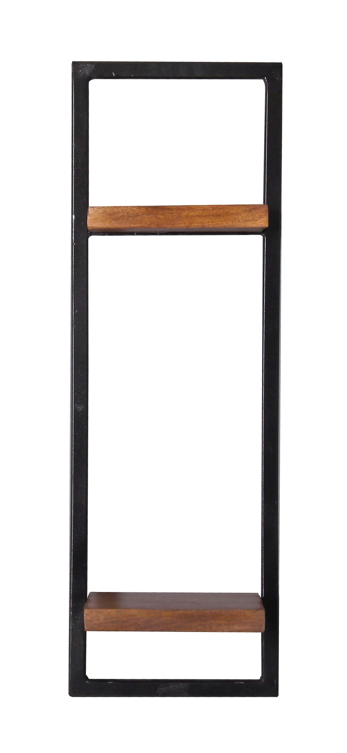 Wandregal Mangoholz/Schwarz B: 25cm - Naturfarben, Design, Holz/Metall (25/75/25cm) - MID.YOU