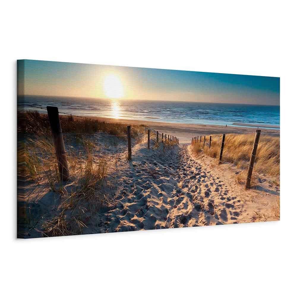 LEINWANDBILD Sandfarben Blau B: 120 cm - Sandfarben/Blau, Basics, Holz/Textil (120/40/1.2cm) - artgeist