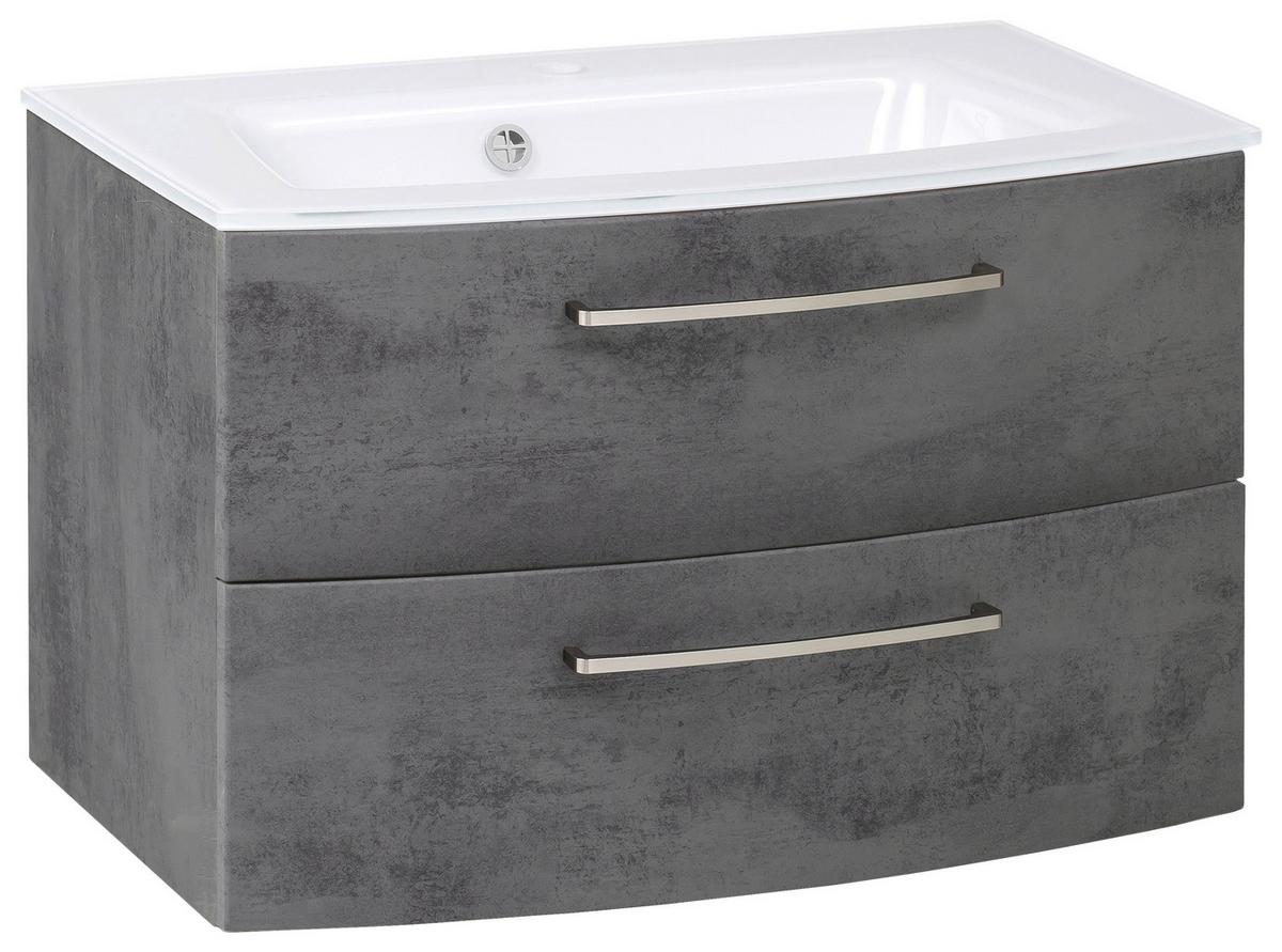 Bademöbel-Set Stockholm B: 110 cm Weiß/Grau - Weiß/Grau, KONVENTIONELL, Glas/Holzwerkstoff (110cm) - Held