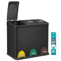 Abfallsammler Schwarz B: 46cm - Schwarz, Basics, Kunststoff/Metall (46/39,5/24,5cm)