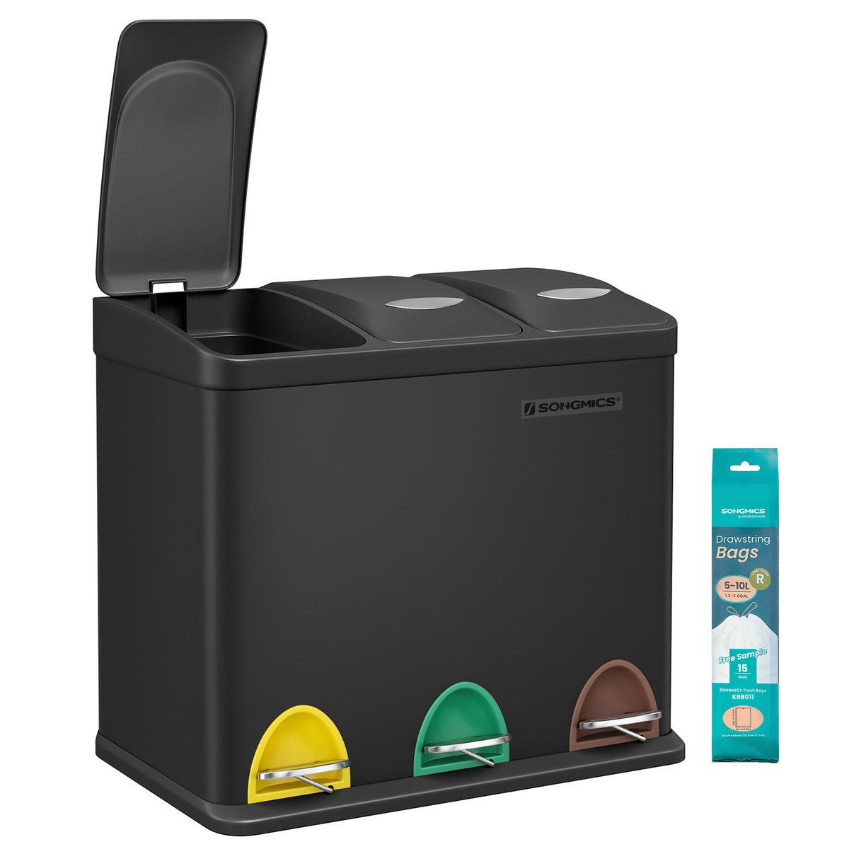 Abfallsammler Schwarz B: 46cm - Schwarz, Basics, Kunststoff/Metall (46/39,5/24,5cm)