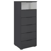 Kommode Skyla Grau, Grauspiegel B: 47 cm - Alufarben, MODERN, Glas/Holzwerkstoff (47/119/42cm) - Rauch Möbel
