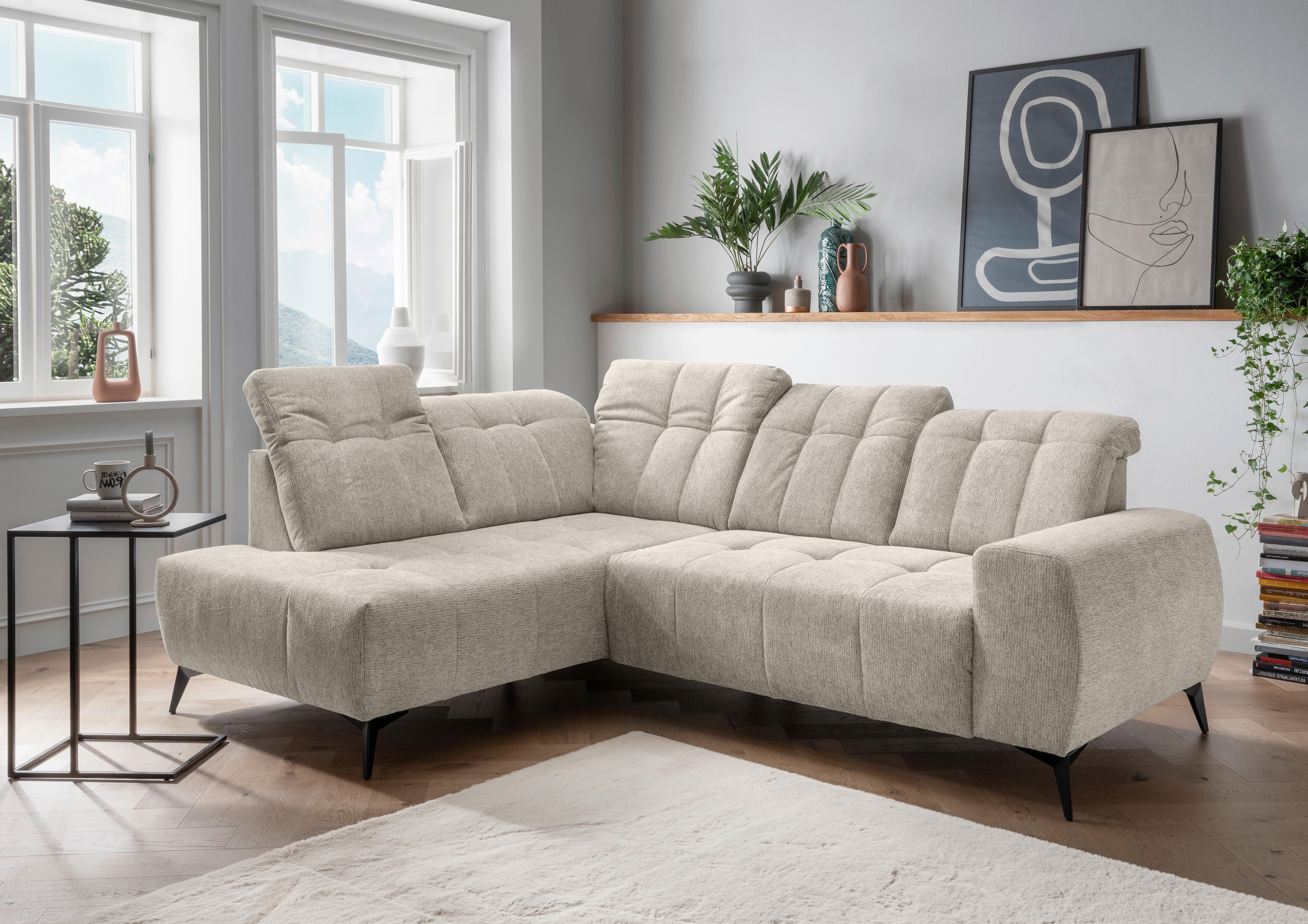 Ecksofa Sano, Beige S: 200x261 cm - Beige/Schwarz, MODERN, Textil (200/261cm) - Livetastic
