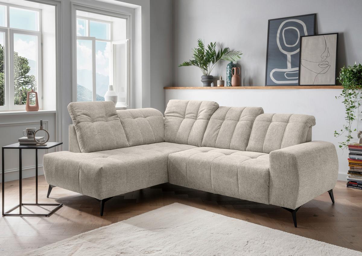 Ecksofa Sano, Beige S: 200x261 cm - Beige/Schwarz, MODERN, Textil (200/261cm) - Livetastic