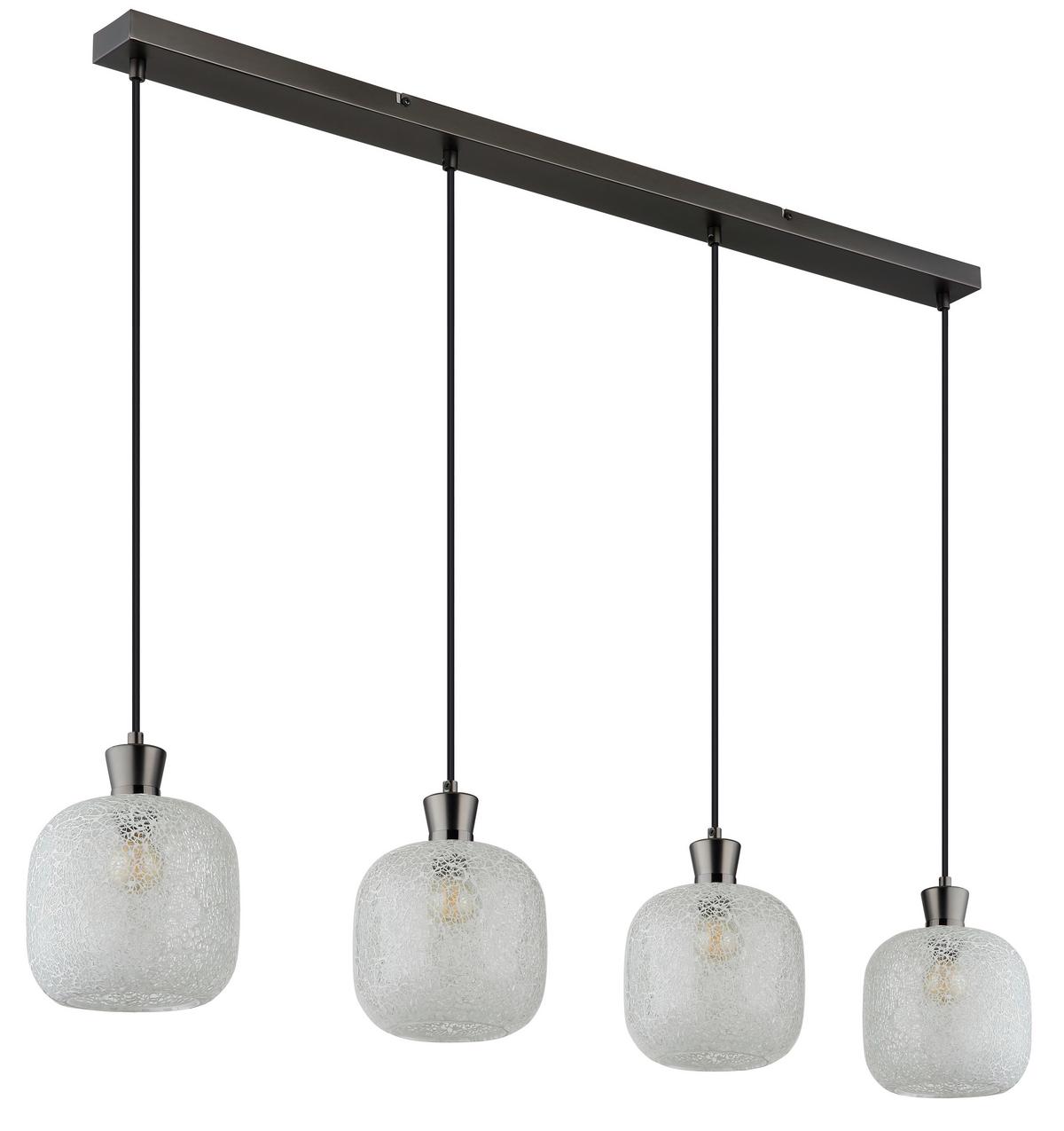 Hängeleuchte Exkl. 4xe14, 40w - Klar/Schwarzchrom, Design, Glas/Kunststoff (106/16/120cm) - Globo