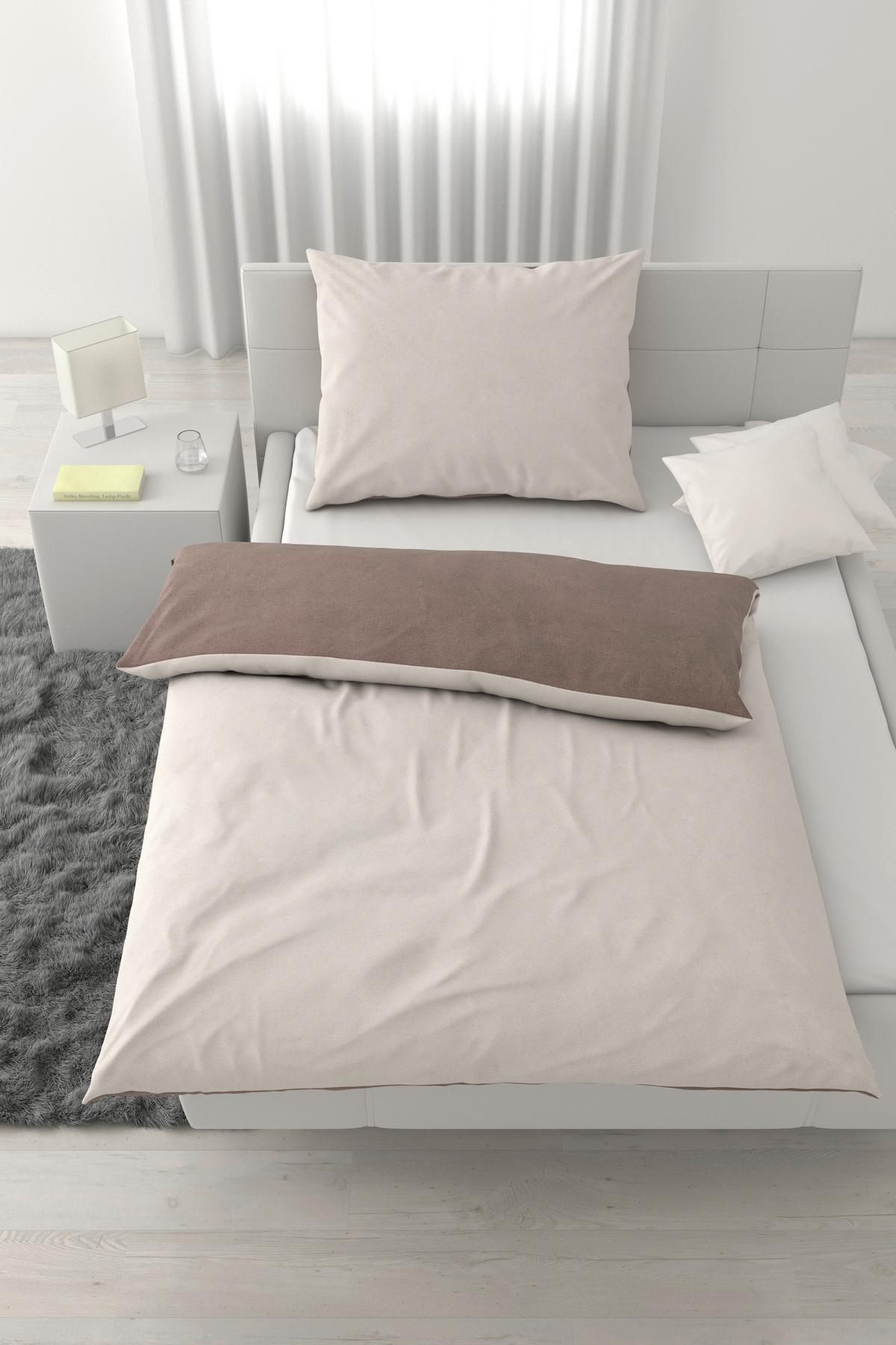 OBOUSTRANNÉ POVLEČENÍ CASHMERE WENDE - bílá/světle hnědá, textil (140/200cm) - Mömax