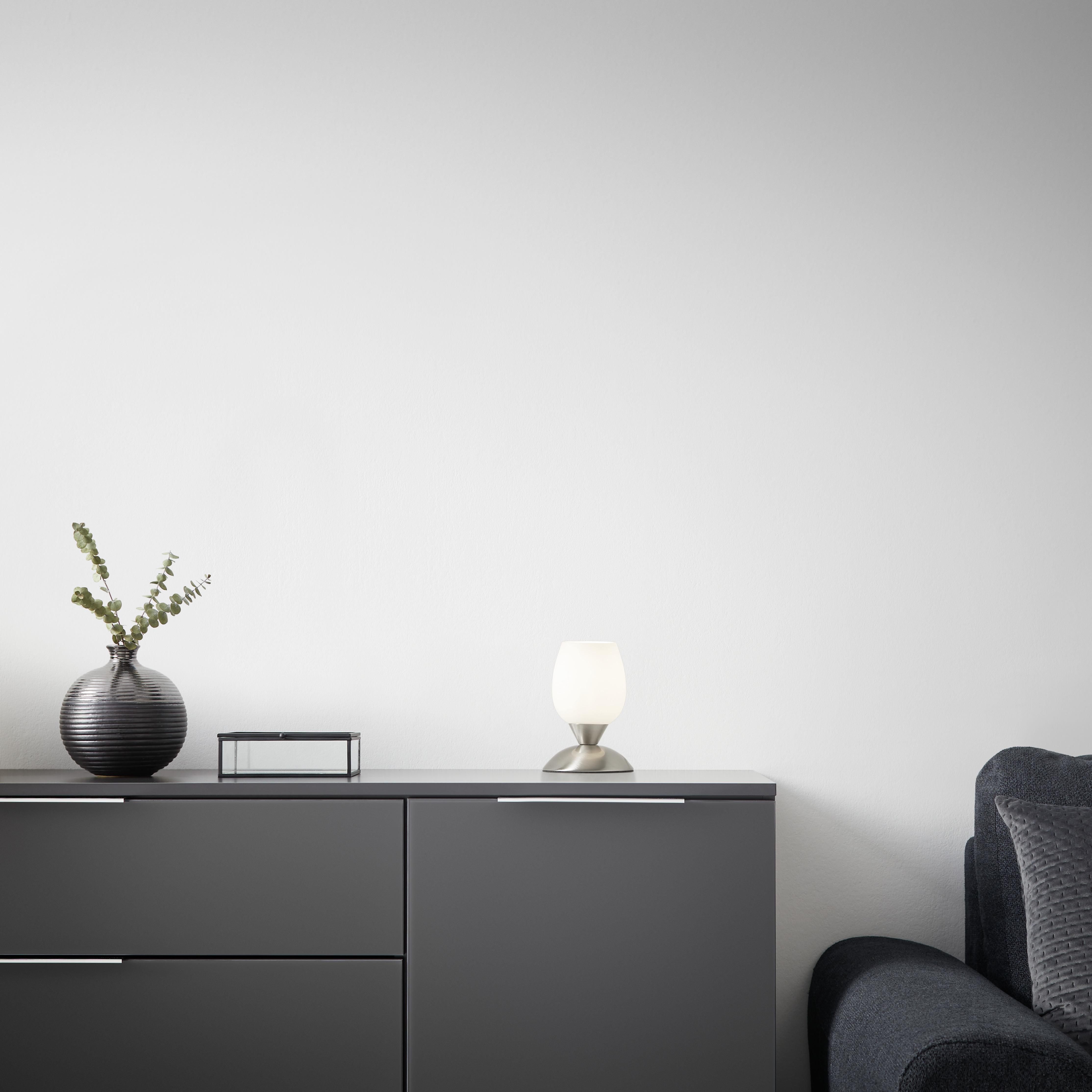Stolní lampa Cup 12,5/18cm, 40 Watt - bílá/barvy stříbra, Moderní, kov/sklo (12,5/18cm) - Mömax