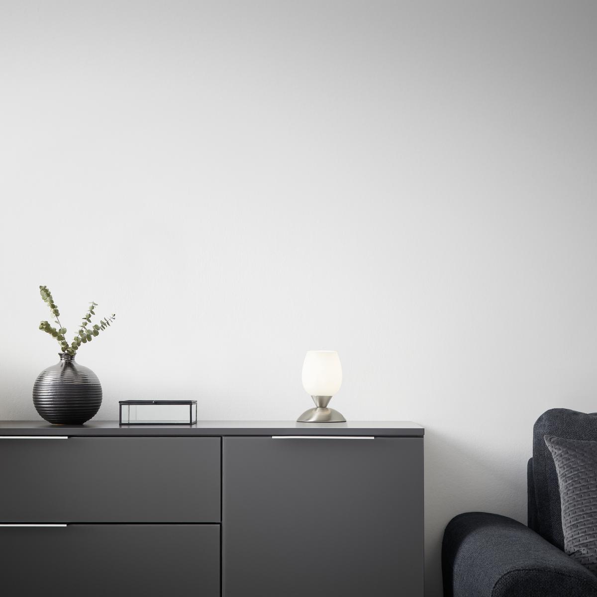 Stolní lampa Cup 12,5/18cm, 40 Watt - bílá/barvy stříbra, Moderní, kov/sklo (12,5/18cm) - Mömax