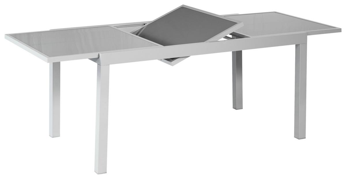 Gartengarnitur 5-Tlg. Carrara Metall/Textil/Glas - Taupe/Silberfarben, KONVENTIONELL, Glas/Textil - Gardenson