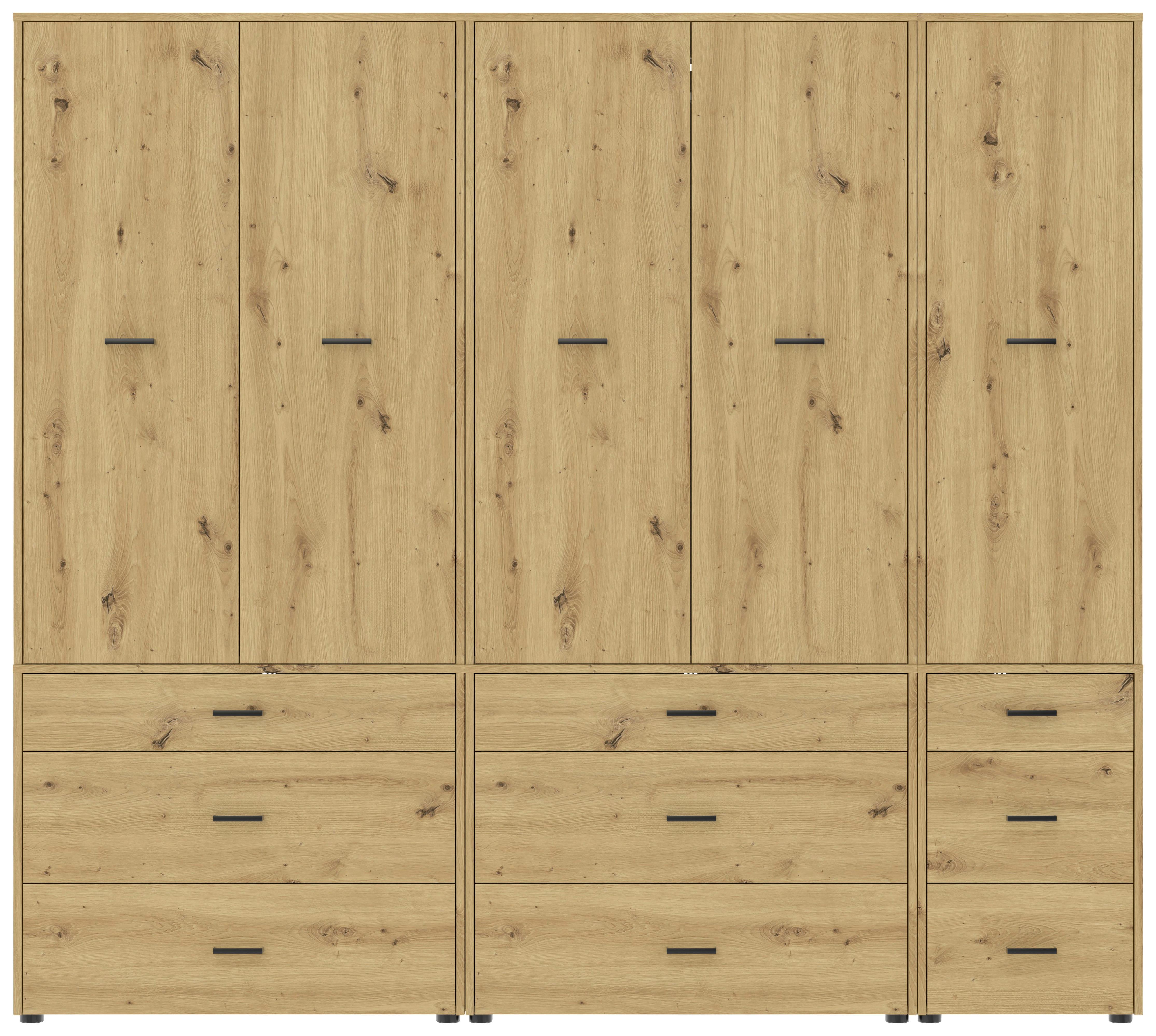 Kleiderschrank Kivo Eiche Artisan, B: 225 Cm - Eiche Artisan, Basics, Holzwerkstoff (225/199,6/52,1cm)
