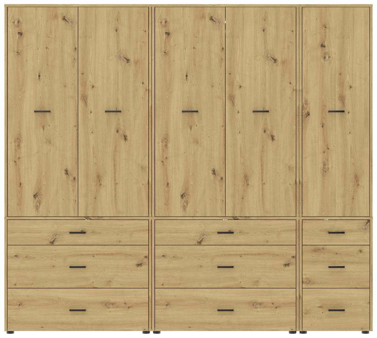 Kleiderschrank Kivo Eiche Artisan, B: 225 Cm - Eiche Artisan, Basics, Holzwerkstoff (225/199,6/52,1cm)