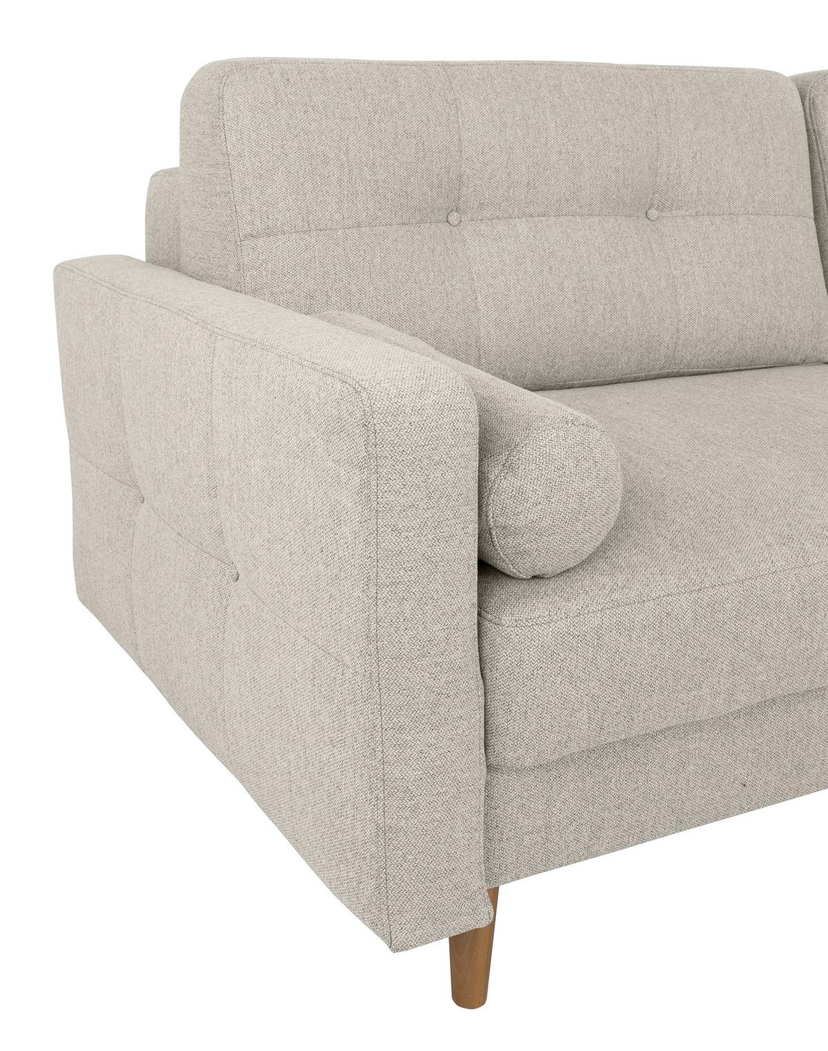 Schlafsofa Noret, Hellgrau B: 222 Cm - Buchefarben/Hellgrau, Design, Textil (222/93/99cm) - MID.YOU