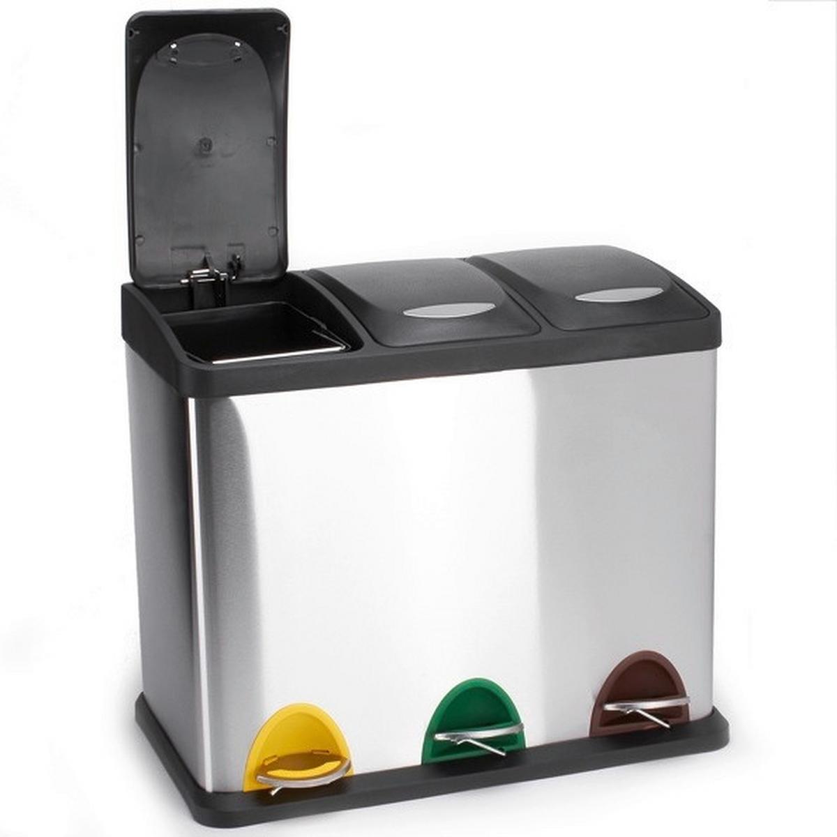 Treteimer 24l Silberfarben Metall Lxbxh: 46x26,5x39,5 Cm - Silberfarben/Schwarz, Basics, Kunststoff/Metall (46/26,5/39,5cm)