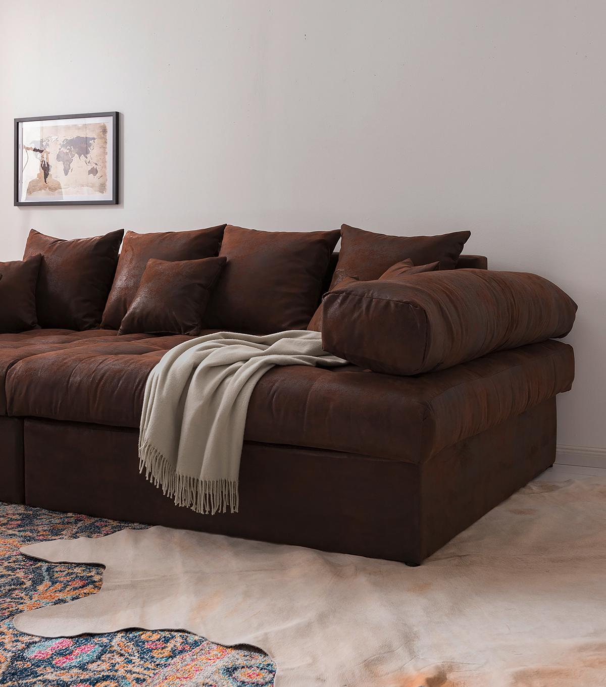 Bigsofa Naomi Dunkelbraun B: 284 Cm - Dunkelbraun/Schwarz, Design, Textil (284/94/148cm) - Livetastic