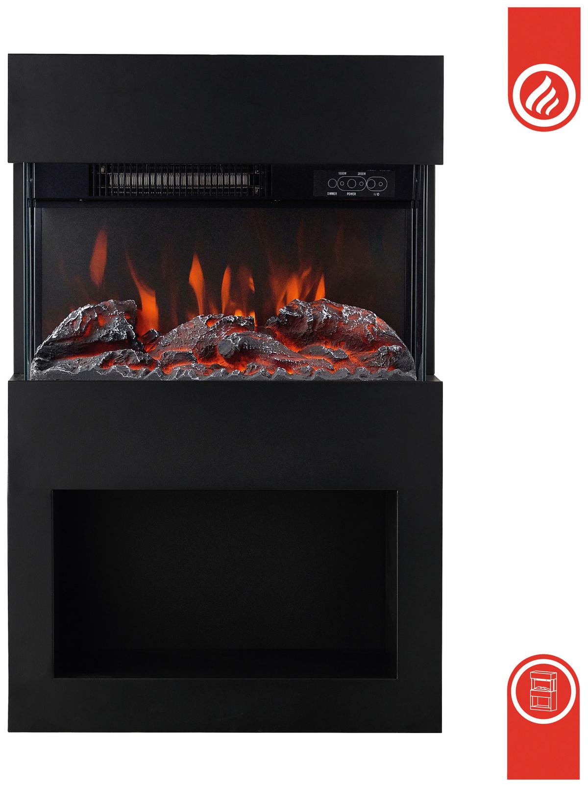 Elektrokamin Henri - Schwarz, Basics, Glas/Metall (48,0/75,0/21,7cm)