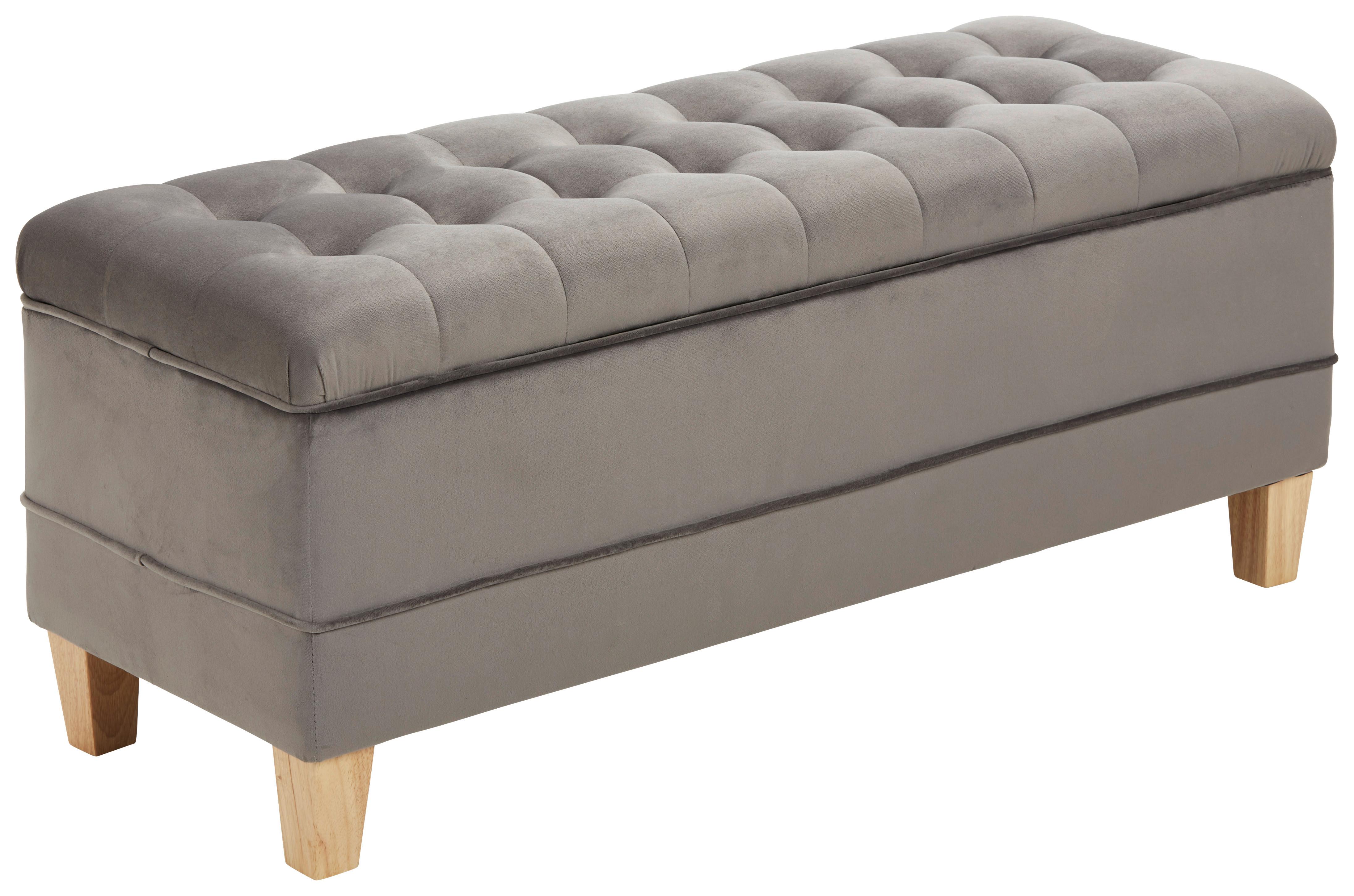 Lavička ALISSA -EXKLUSIV- - šedá/přírodní barvy, Moderní, dřevo/textil (110/45/42cm) - Mömax
