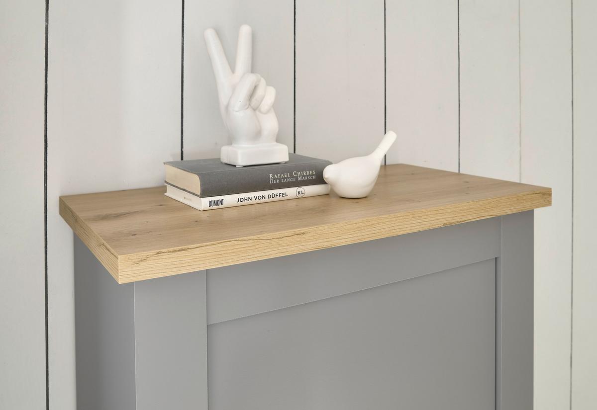 Highboard Chambord Hellgrau/Eiche Dekor B: 68cm - Eichefarben/Hellgrau, Design, Holzwerkstoff (68/142/37cm) - MID.YOU