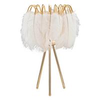 Tischleuchte Feather Stand Weiß, Goldfarben B: 40 Cm - Goldfarben/Weiß, Basics, Kunststoff/Metall (40/60/40cm)