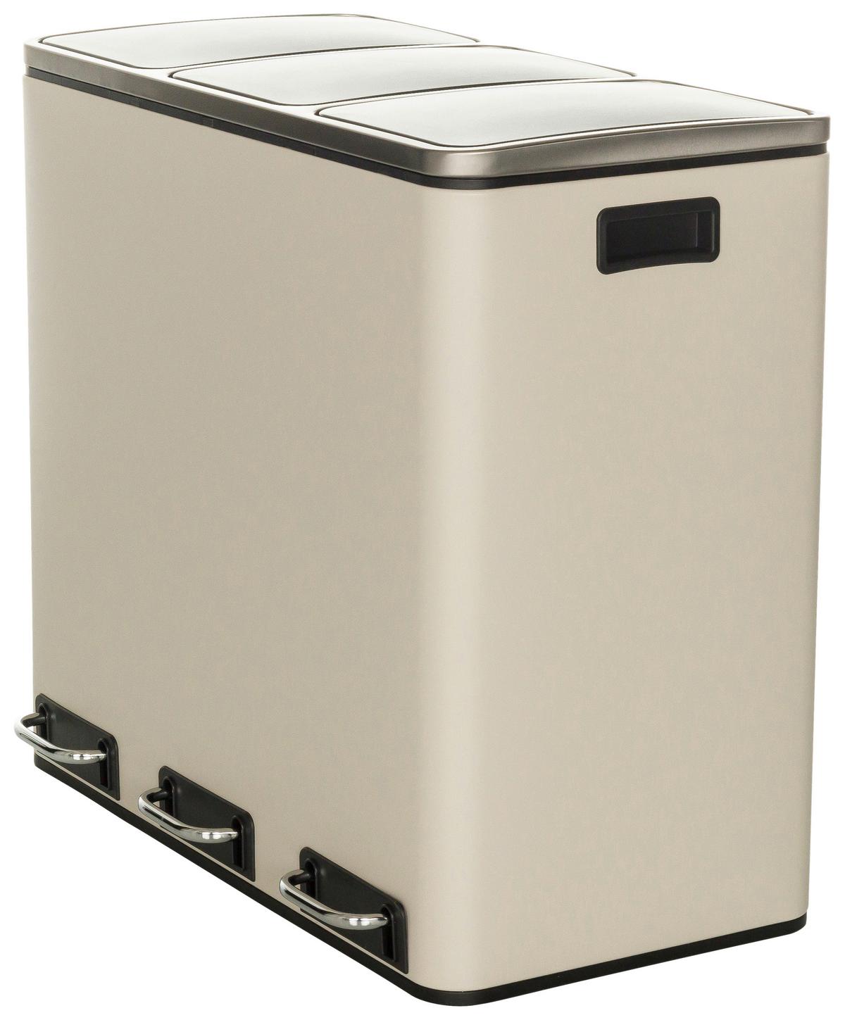 Abfallsammler Clean Ix - Beige/Schwarz, Basics, Kunststoff/Metall (61/56/31,5cm) - MID.YOU