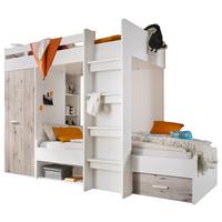 Stauraumbett Max 90x200 - Eichefarben/Weiß, KONVENTIONELL, Holzwerkstoff (269/180/115cm)