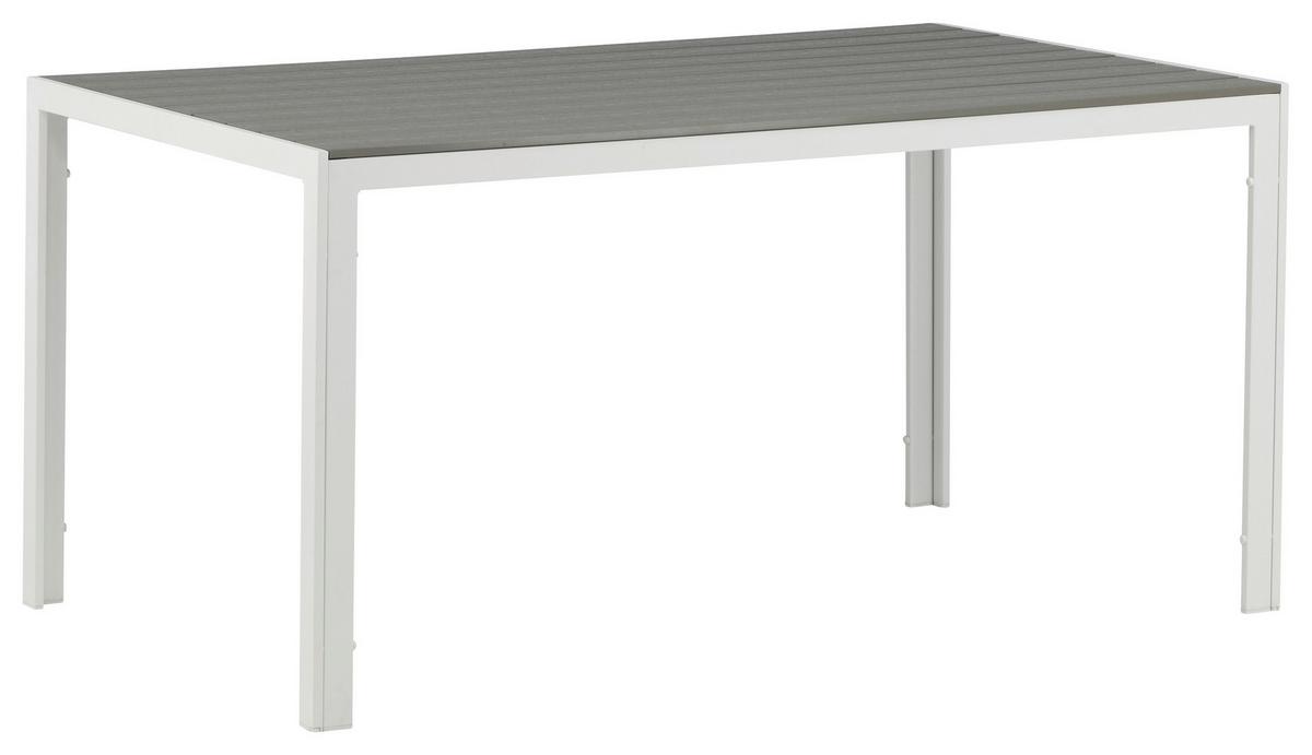 Gartentisch Break Aluminium L: 150cm - Weiß/Grau, KONVENTIONELL, Holz/Metall (150/90/75cm) - Gardenson