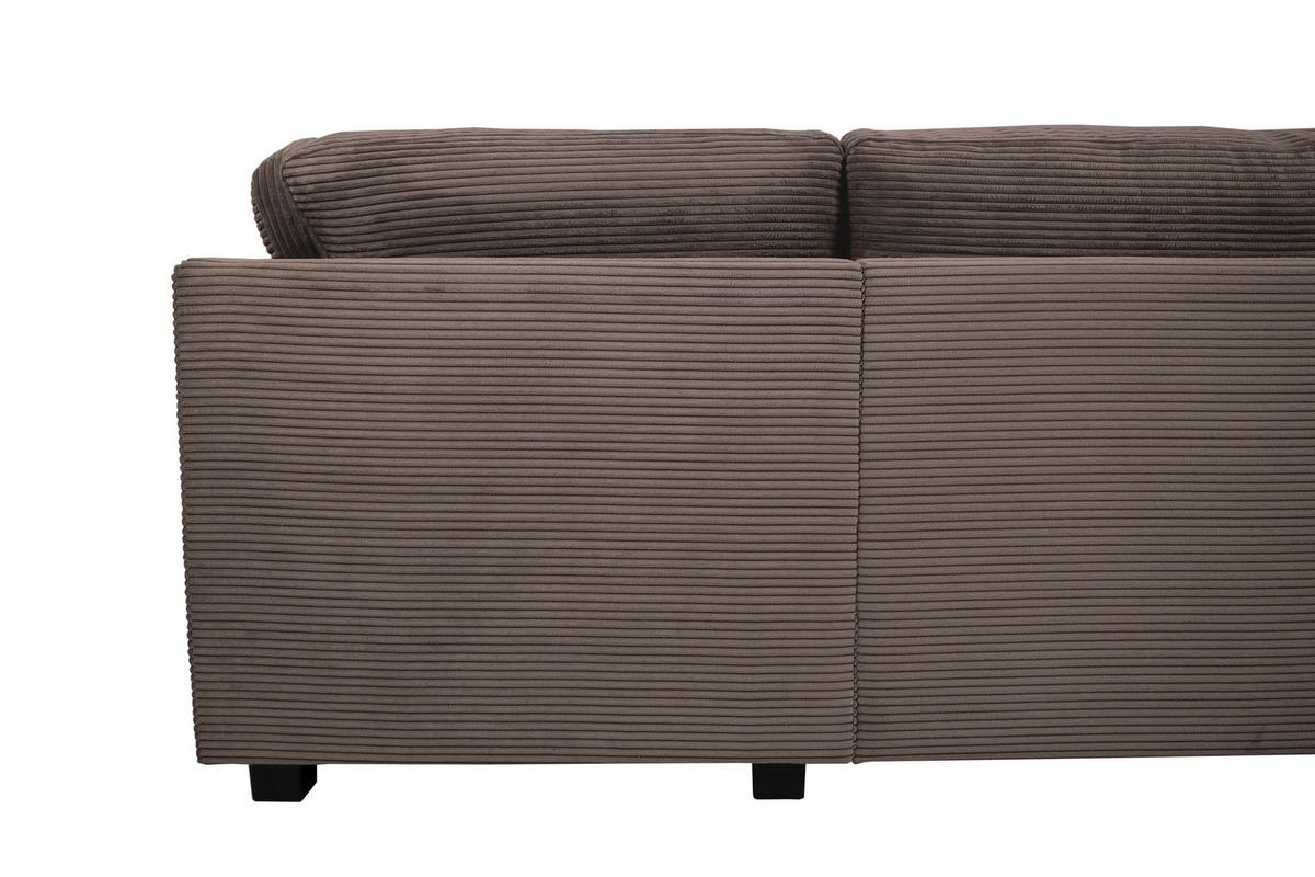 Souprava U MALTE, pravá, šedohnědý manšestr - černá/šedavě hnědá, Moderní, textil/plast (155/305/178cm) - Based